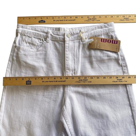 Vanilla Star Juniors Sz 11 Mom Jean White Raw Rolled Cuff Distressed StretchNEW - Picture 6 of 13